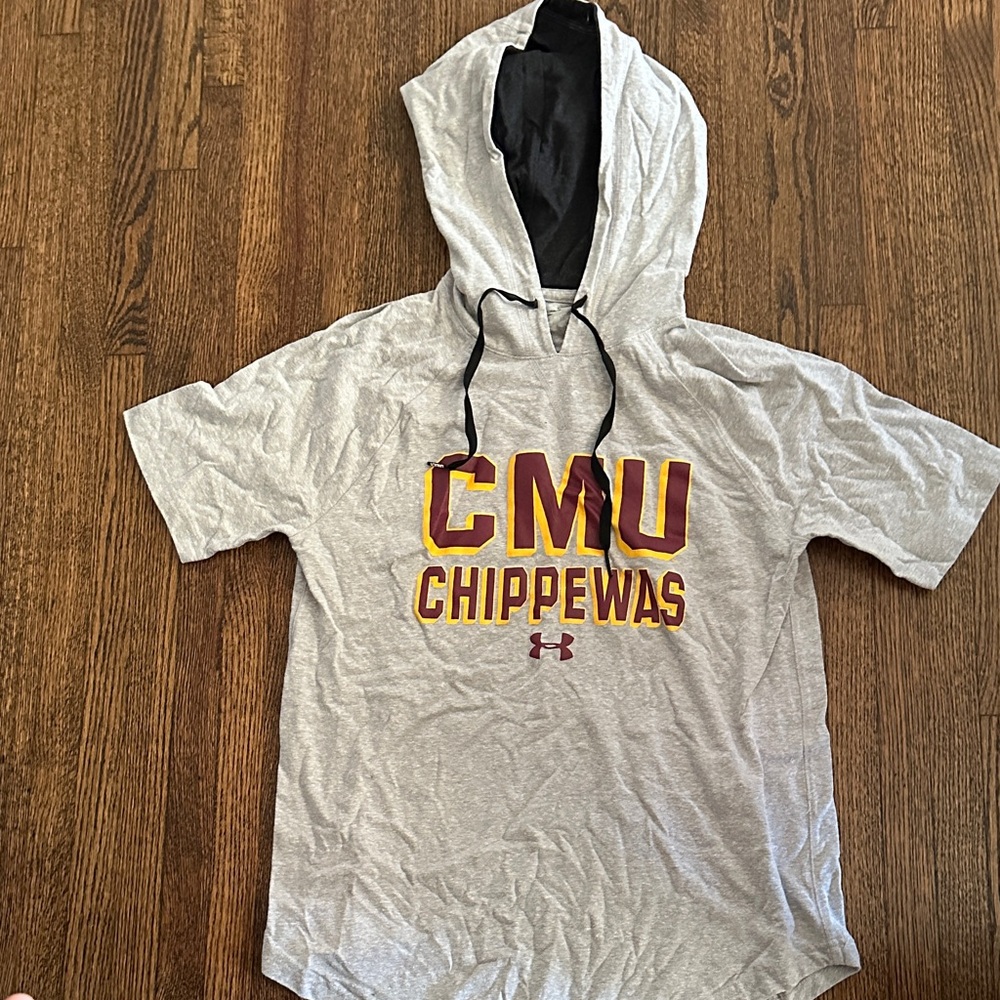 Under Armour Gray CMU Chippewas Hoodie T-Shirt